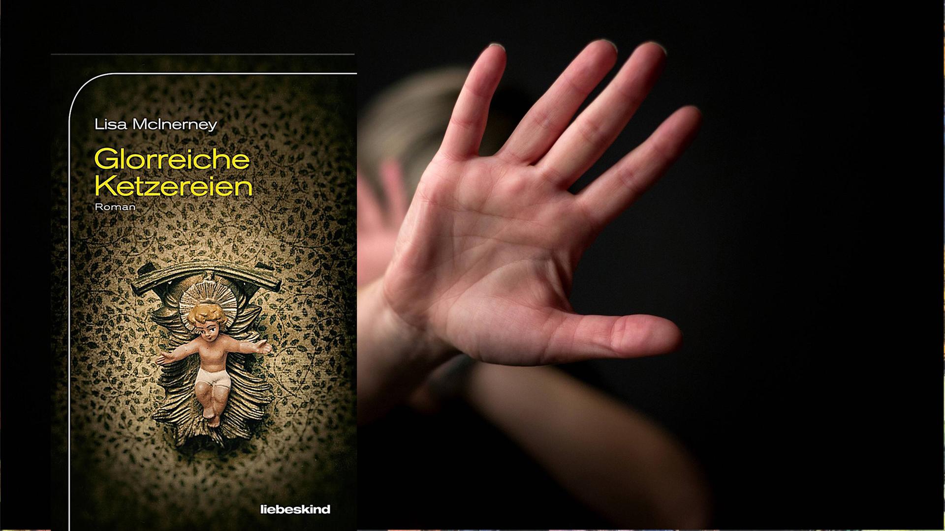 Cover von "Glorreiche Ketzereien" von Lisa McInerney, im Hintergrund hält eine Frau schützend ihre Hand vor ihrem Gesicht. Cover von "Glorreiche Ketzereien" von Lisa McInerney, im Hintergrund hält eine Frau schützend ihre Hand vor ihrem Gesicht.