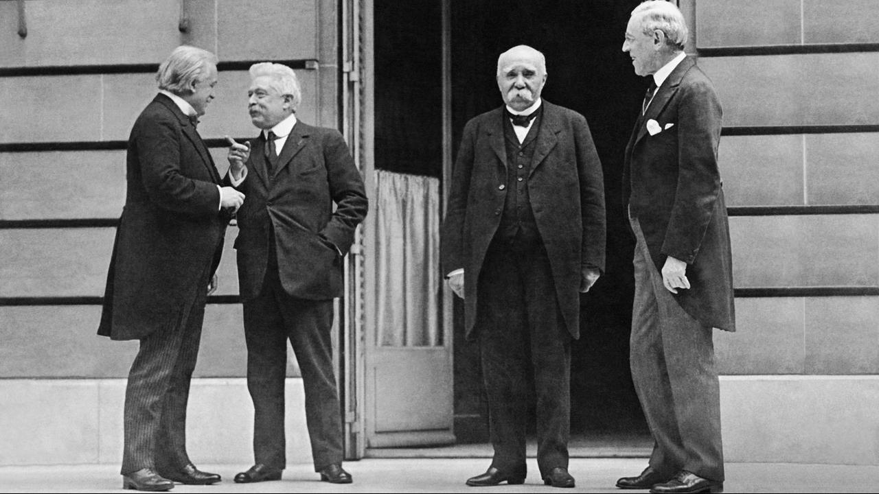 Paris, 1919 in Versailles: Lloyd George, Vittorio Orlando, Georges Clemenceau, Woodrow Wilson