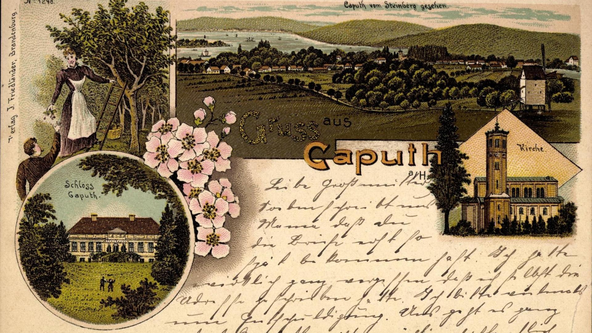 Eine alte Postkarte aus dem brandenburgischen Caputh am Schwielowsee Eine alte Postkarte aus dem brandenburgischen Caputh am Schwielowsee