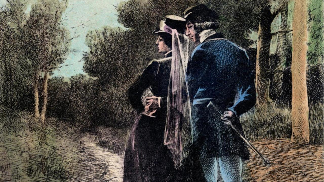 Eine Illustration von Emma Bovary aus einer frühen Ausgabe von Gustave Flauberts “Madame Bovary” (1857). Eine Illustration von Emma Bovary aus einer frühen Ausgabe von Gustave Flauberts “Madame Bovary” (1857).