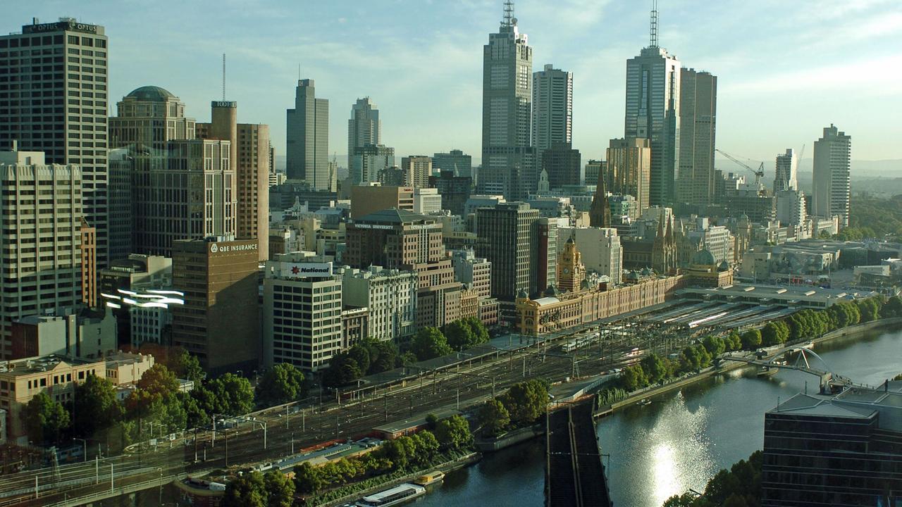 Die Skyline von Melbourne, Australien.