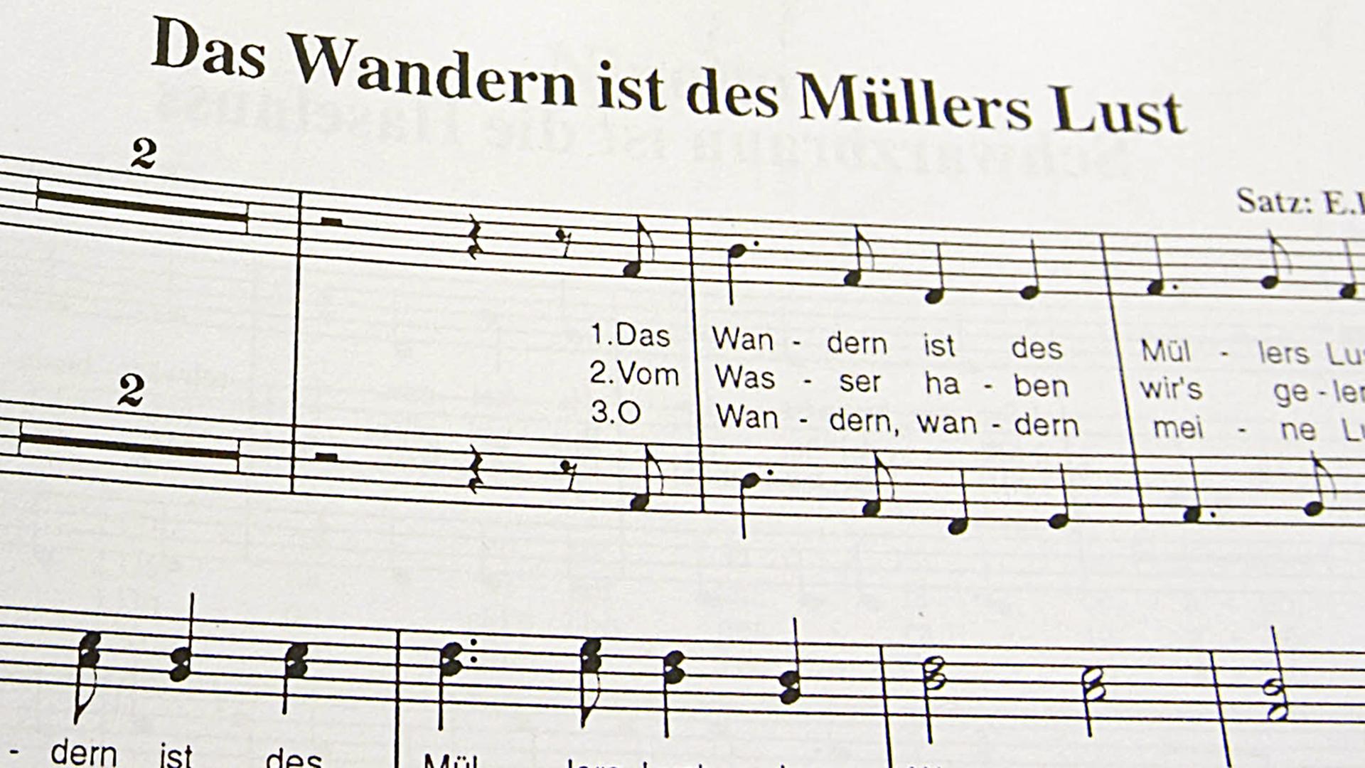 Die Noten eines der bekanntesten deutschsprachigen Volkslieder: Das Wandern ist des Müllers Lust. Die Noten eines der bekanntesten deutschsprachigen Volkslieder: Das Wandern ist des Müllers Lust.
