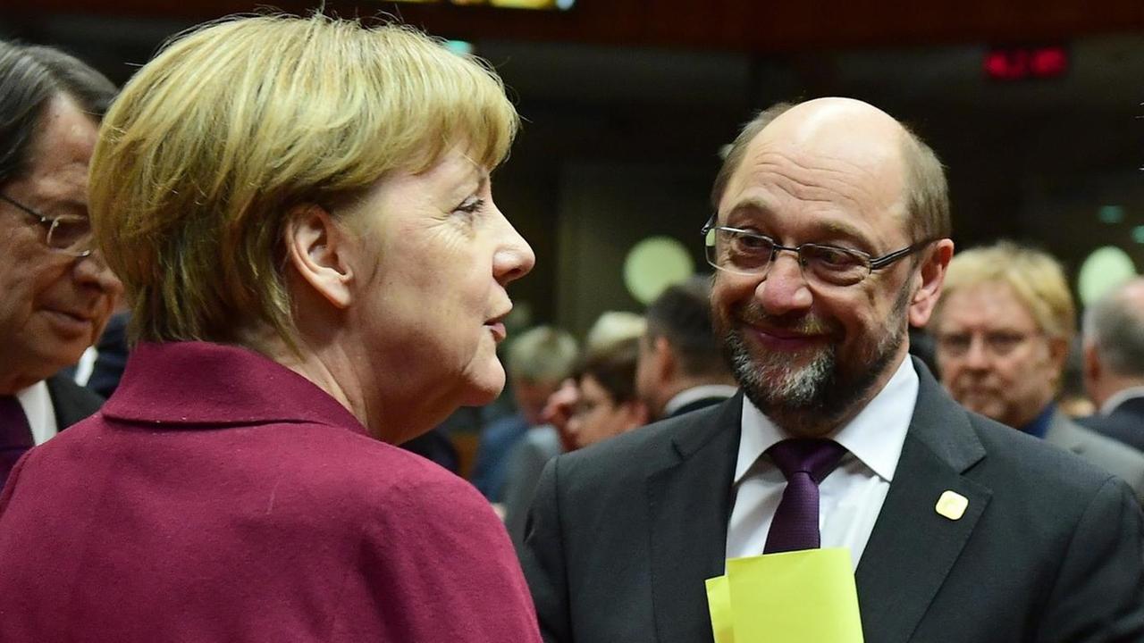 Bundeskanzlerin Angela Merkel und Europaparlaments-Präsident Martin Schulz in Brüssel.
