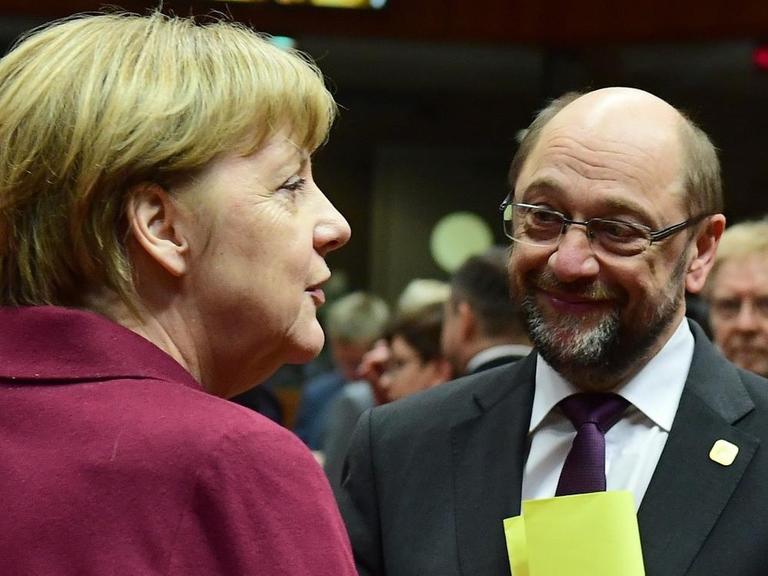 Bundeskanzlerin Angela Merkel und Europaparlaments-Präsident Martin Schulz in Brüssel.