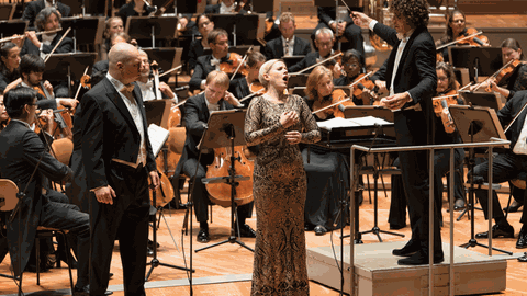 Alexander Roslavets, Sally Matthews, Robin Ticciati und das DSO Berlin bei einer konzertanten Aufführung der Oper "Rusalka" in der Philharmonie Berlin am 19.9.2019