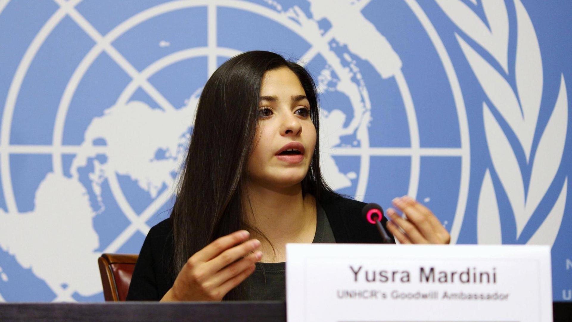 Syrian refugee swimmer becomes UNHCR goodwill envoy Yusra Mardini, a 19-year-old Syrian refugee and an Olympic swimmer, speaks at a news conference in Geneva on April 27, 2017 after being appointed as a UNHCR Goodwill Ambassador. Mardini, who jumped overboard and swam for hours alongside an overloaded boat to reach Greece from Turkey in 2015, took part in the women s 100-meter butterfly as part of the first-ever Refugee Olympic Team at the Rio Olympics. PUBLICATIONxINxGERxSUIxAUTxHUNxONLY Syrian refugee Swimmer becomes UNHCR Goodwill Envoy Yusra Mardini A 19 Year Old Syrian refugee and to Olympic Swimmer Speaks AT A News Conference in Geneva ON April 27 2017 After Being appointed AS A UNHCR Goodwill Ambassador Mardini Who Jumped overboard and swam for Hours alongside to Boat to REACH Greece From Turkey in 2015 took Part in The Women s 100 Metres Butterfly AS Part of The First ever refugee Olympic team AT The Rio Olympics PUBLICATIONxINxGERxSUIxAUTxHUNxONLY Syrian refugee swimmer becomes UNHCR goodwill envoy Yusra Mardini, a 19-year-old Syrian refugee and an Olympic swimmer, speaks at a news conference in Geneva on April 27, 2017 after being appointed as a UNHCR Goodwill Ambassador. Mardini, who jumped overboard and swam for hours alongside an overloaded boat to reach Greece from Turkey in 2015, took part in the women s 100-meter butterfly as part of the first-ever Refugee Olympic Team at the Rio Olympics. PUBLICATIONxINxGERxSUIxAUTxHUNxONLY Syrian refugee Swimmer becomes UNHCR Goodwill Envoy Yusra Mardini A 19 Year Old Syrian refugee and to Olympic Swimmer Speaks AT A News Conference in Geneva ON April 27 2017 After Being appointed AS A UNHCR Goodwill Ambassador Mardini Who Jumped overboard and swam for Hours alongside to Boat to REACH Greece From Turkey in 2015 took Part in The Women s 100 Metres Butterfly AS Part of The First ever refugee Olympic team AT The Rio Olympics PUBLICATIONxINxGERxSUIxAUTxHUNxONLY