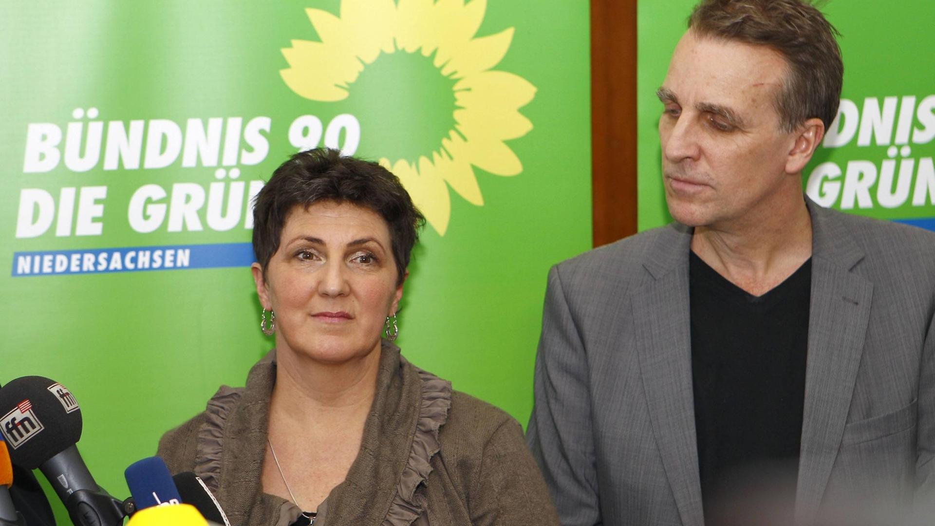 Anja Piel, Grünen-Vositzende in Niedersachsen mit dem Grünen-Landtagsabgeordneten Stefan Wenzel.
