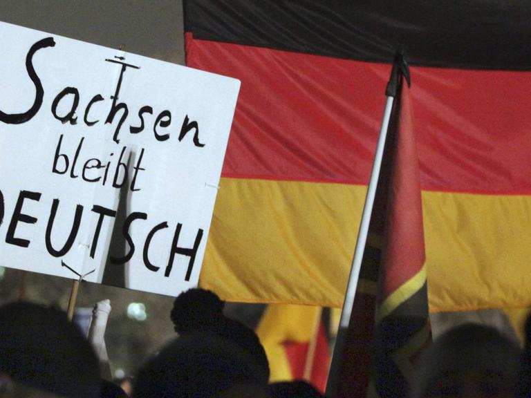 Aufnahme von einer Pegida-Kundgebung am 5. Januar