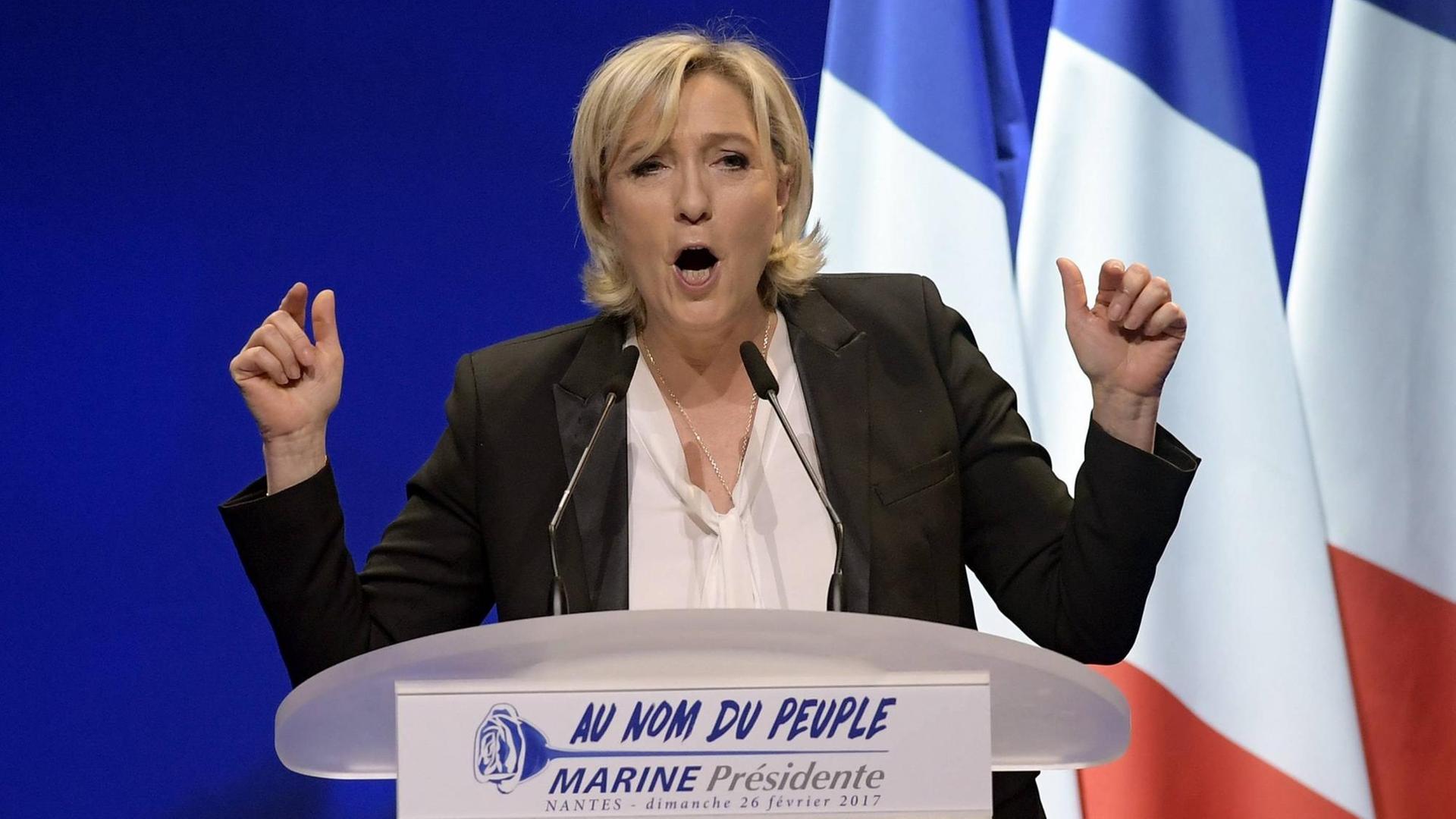 Marine Le Pen bei einem Wahlkampfauftritt. Marine Le Pen bei einem Wahlkampfauftritt.