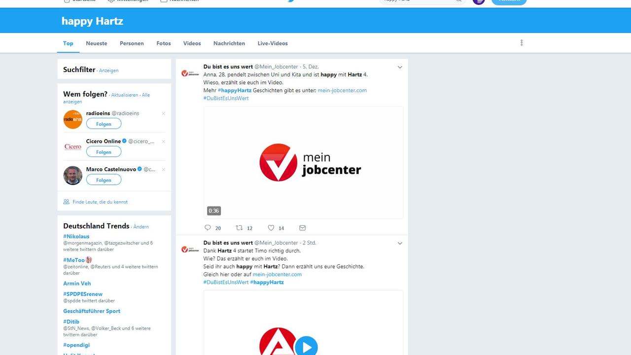 Screenshot von der Twitter-Seite Screenshot von der Twitter-Seite