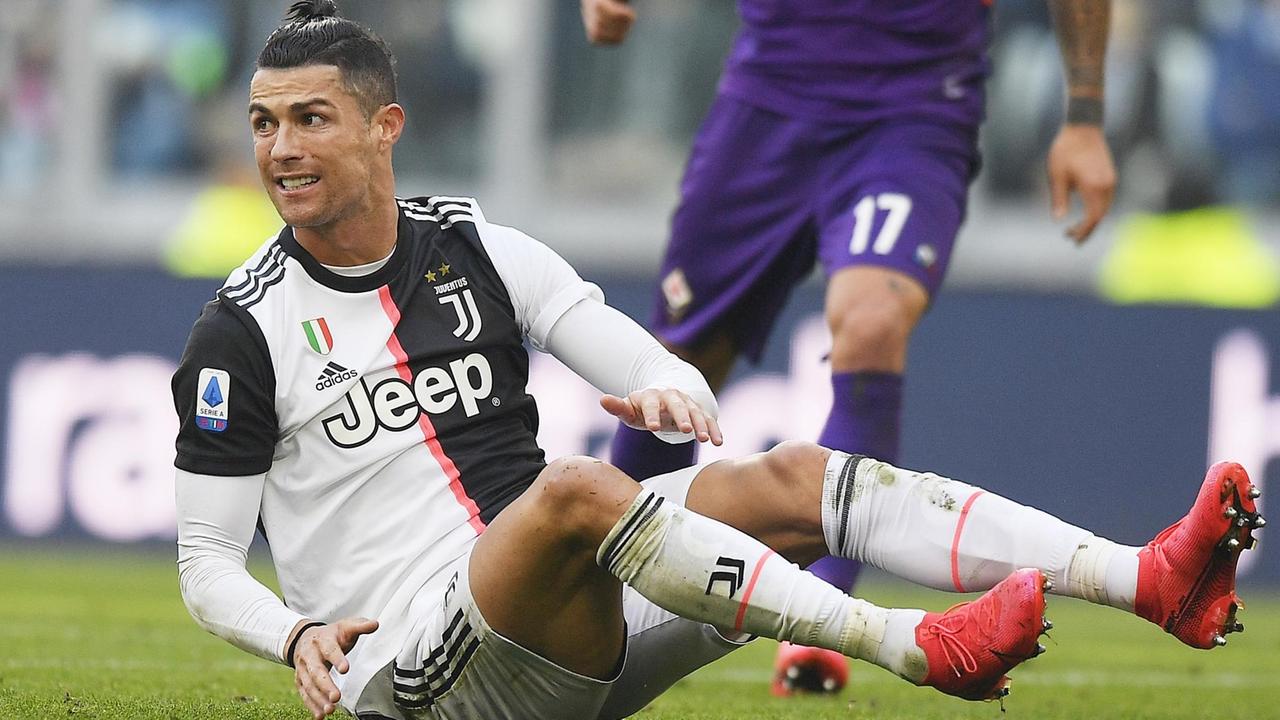 Der Fußballer Cristiano Ronaldo auf dem Fußballfeld in Turin.