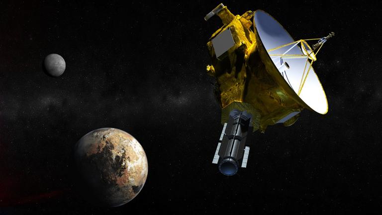 New Horizons beim Vorbeiflug am Pluto (Zeichnung) New Horizons beim Vorbeiflug am Pluto (Zeichnung)