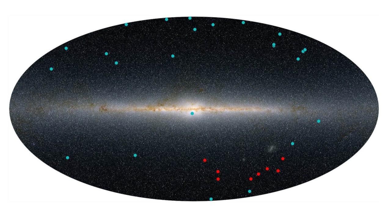 Die Positionen von Zwerggalaxien in der Umgebung der Milchstraße