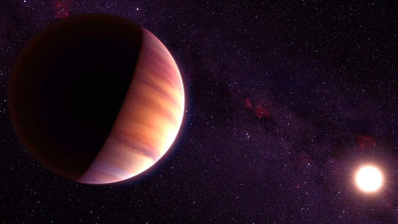 20151004b: Künstlerische und sehr phantasiereiche Darstellung des Planeten bei 51 Pegasi 20151004b: Künstlerische und sehr phantasiereiche Darstellung des Planeten bei 51 Pegasi