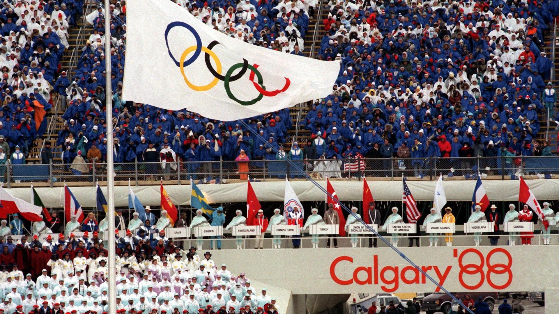 Eröffnungsfeier der Olympischen Winterspiele in Calgary 1988. Eröffnungsfeier der Olympischen Winterspiele in Calgary 1988.