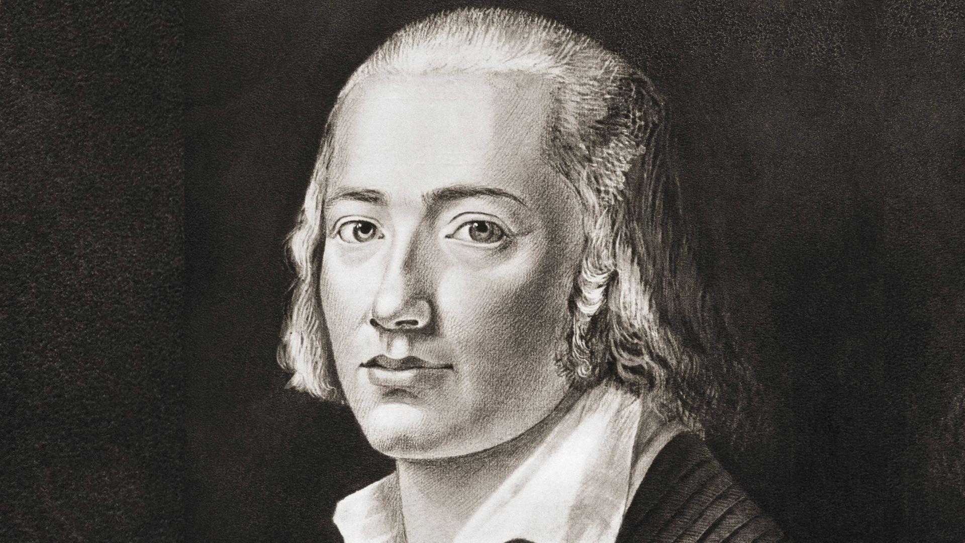 Der Dichter Johann Christian Friedrich Hölderlin, 1770-1843. Reproduktion nach einer zeitgenössischen Zeichnung. Der Dichter Johann Christian Friedrich Hölderlin, 1770-1843. Reproduktion nach einer zeitgenössischen Zeichnung.