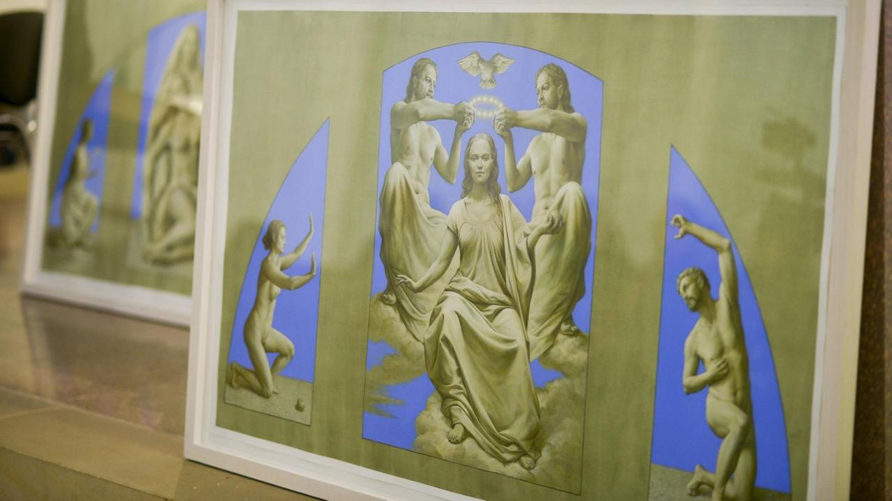 Neue Fenster für St. Marienkirche Köthen, 13.11.2014 , Köthen , Kunst , Kultur , Stiftung , Kirche , Katholische Kirche , Religion , Sakrale Kunst , Sakralbauten , Kirchen , Maler Der Leipziger Künstler Michael Triegel (45) gestaltet zur Zeit ein Gemälde für die Kirchenfenster der St. Marienkirche in Köthen. Das Projekt soll im Oktober 2015 fertiggestellt werden. New Window for St St Marys Church Köthen 13 11 2014 Köthen Art Culture Foundation Church Catholic Church Religion Sacred Art Religious buildings Churches Painter the Leipzig Artists Michael Triegel 45 designed to Time a Paintings for the Stained-glass windows the St St Marys Church in Köthen the Project should in October 2015 completed will Neue Fenster für St. Marienkirche Köthen, 13.11.2014 , Köthen , Kunst , Kultur , Stiftung , Kirche , Katholische Kirche , Religion , Sakrale Kunst , Sakralbauten , Kirchen , Maler Der Leipziger Künstler Michael Triegel (45) gestaltet zur Zeit ein Gemälde für die Kirchenfenster der St. Marienkirche in Köthen. Das Projekt soll im Oktober 2015 fertiggestellt werden. New Window for St St Marys Church Köthen 13 11 2014 Köthen Art Culture Foundation Church Catholic Church Religion Sacred Art Religious buildings Churches Painter the Leipzig Artists Michael Triegel 45 designed to Time a Paintings for the Stained-glass windows the St St Marys Church in Köthen the Project should in October 2015 completed will
