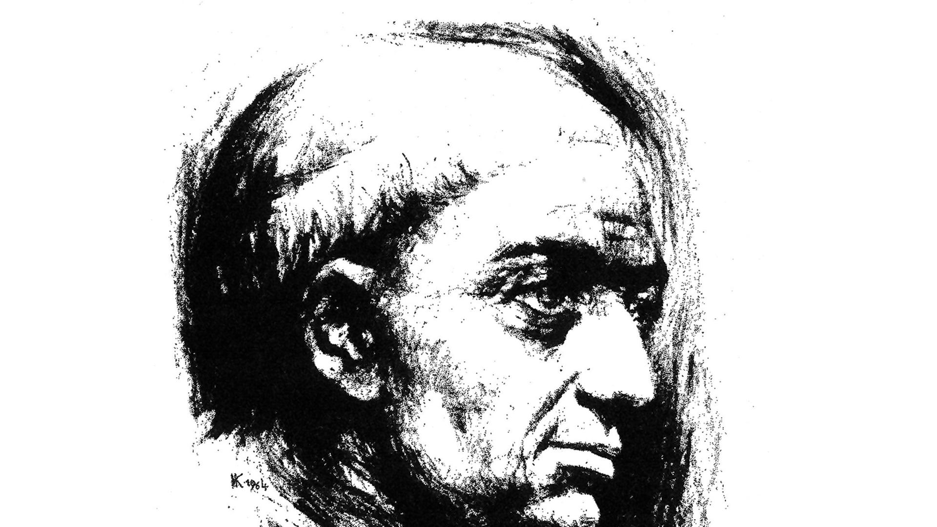 Nikolaus von Kues (1401-1464), Zeichnung von Klaus Kordel (Trier) Nikolaus von Kues (1401-1464), Zeichnung von Klaus Kordel (Trier)