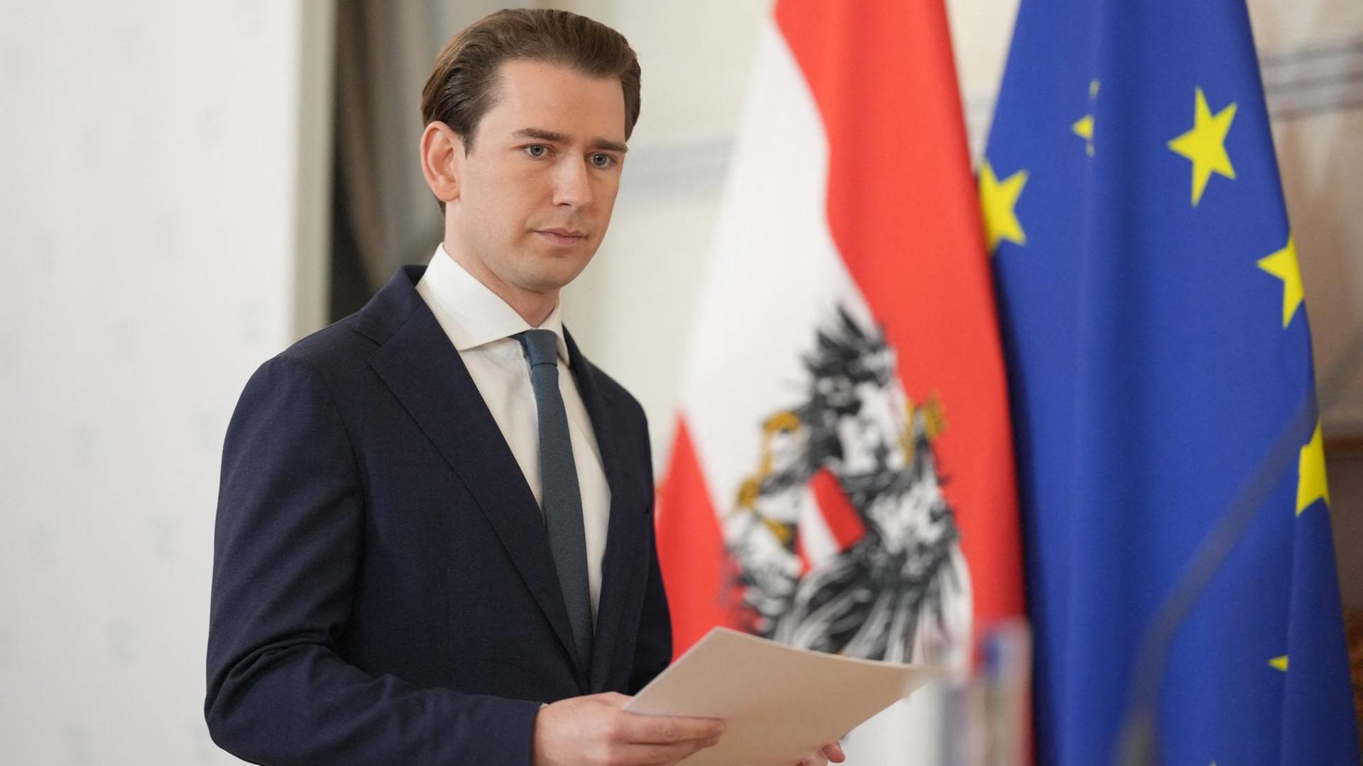 Sebastian Kurz bei seinem Rück-Tritt als Bundes-Kanzler. Sebastian Kurz bei seinem Rück-Tritt als Bundes-Kanzler.