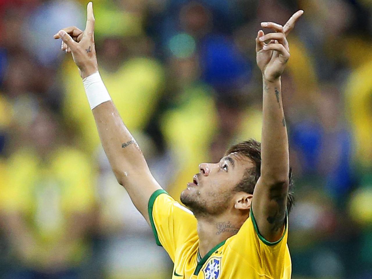Neymar nach seinem ersten Tor im WM-Eröffnungsspiel gegen Kroatien Neymar nach seinem ersten Tor im WM-Eröffnungsspiel gegen Kroatien