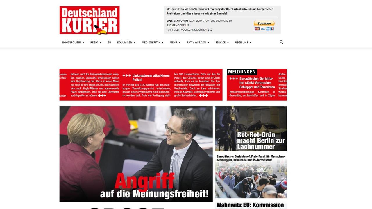 Screenshot der Seite deutschland-kurier.org am 12.07.2017 Screenshot der Seite deutschland-kurier.org am 12.07.2017