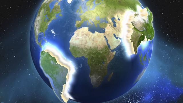 Globus mit Südamerika, Afrika und Asien.