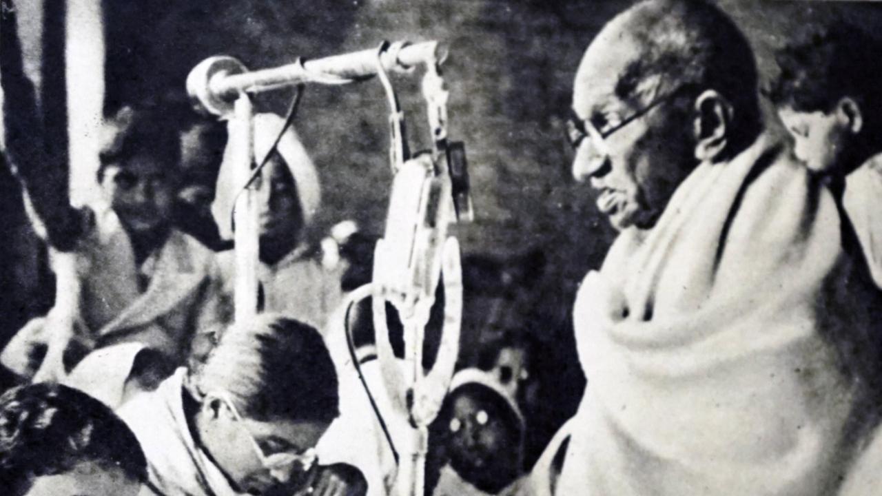 Fotografie von Mahatma Gandhi (1869-1948) Fotografie von Mahatma Gandhi (1869-1948)
