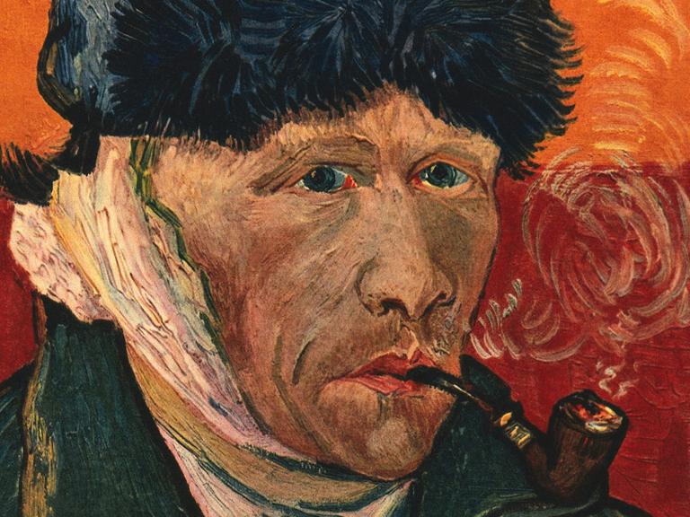 Selbstbildnis des niederländischen Malers Vincent van Gogh. Es trägt den Titel "Selbstbildnis mit Pfeife".