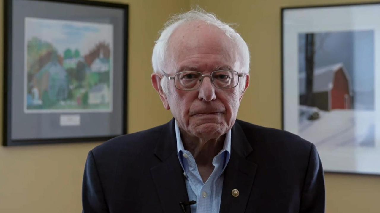 Der Senator Bernie Sanders spricht in einer Videobotschaft zu seinen Anhängern. Der Senator Bernie Sanders spricht in einer Videobotschaft zu seinen Anhängern.