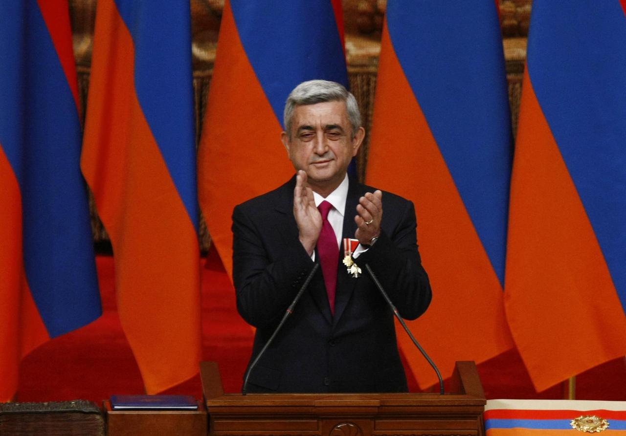 1440073 Armenia, Erevan. 04/09/2013 Serzh Sargsyan, winner of the February presidential election, at an inauguration ceremony at the Karen Demirjian Sport and Concert Compound in Yerevan during the extraordinary session of the National Assembly of Armenia. Tigran Mehrabyan/RIA Novosti | 1440073 Armenia, Erevan. 04/09/2013 Serzh Sargsyan, winner of the February presidential election, at an inauguration ceremony at the Karen Demirjian Sport and Concert Compound in Yerevan during the extraordinary session of the National Assembly of Armenia. Tigran Mehrabyan/RIA Novosti |