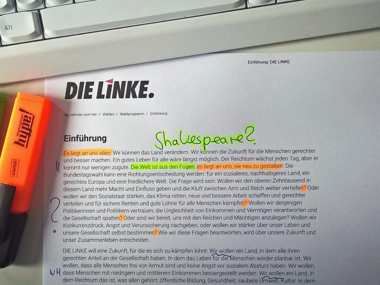 In welchem Stil ist das Wahlprogramm der Linkspartei verfasst? Unsere Literaturanalyse.
