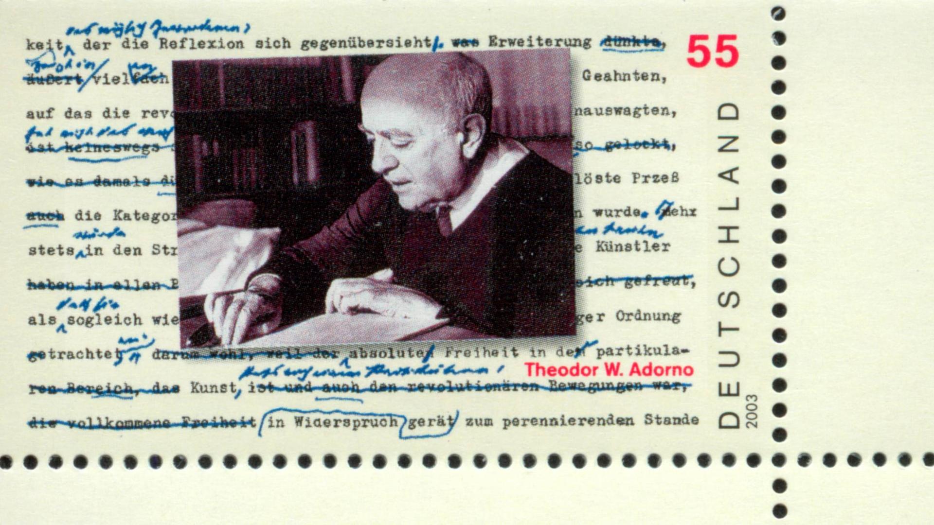 Theodor W. Adorno-Briefmarke der Deutschen Bundespost aus dem Jahr 2007 Theodor W. Adorno-Briefmarke der Deutschen Bundespost aus dem Jahr 2007
