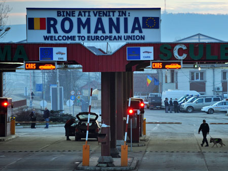 Ein Grenzposten zwischen Rumänien und Moldawien