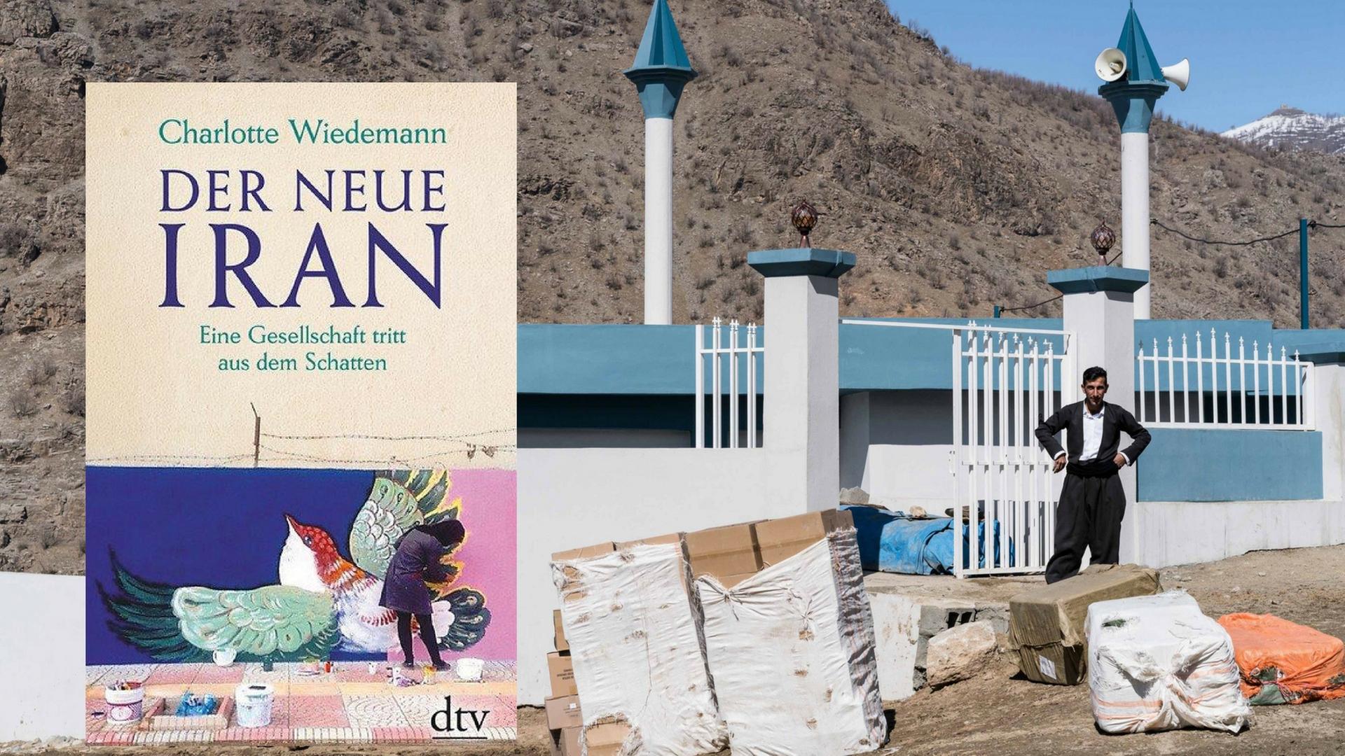 Buch "Der neue Iran" vor dem Hintergrund einer Baustelle in einem Bergdorf im Iran Buch "Der neue Iran" vor dem Hintergrund einer Baustelle in einem Bergdorf im Iran