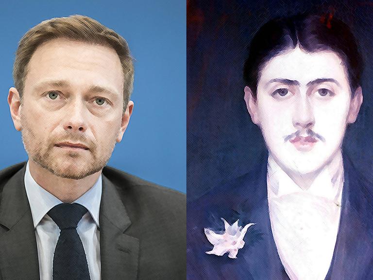 Links: Christian Lindner, FDP-Chef. Rechts: Marcel Proust, Schriftsteller.