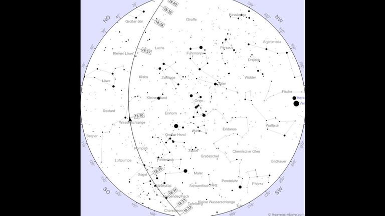 So zieht der Satellit Humanity-Star am Abend des 10.3. über uns hinweg So zieht der Satellit Humanity-Star am Abend des 10.3. über uns hinweg