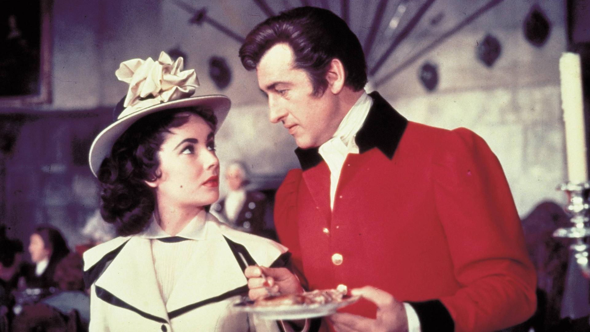 Szenenbild aus dem Film "Beau Brummell" mit Elizabeth Taylor und Steward Granger. Szenenbild aus dem Film "Beau Brummell" mit Elizabeth Taylor und Steward Granger.