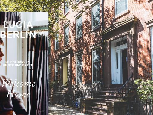 Montage: Buchcover von "Welcome Home" und ein Hauseingang in New York.