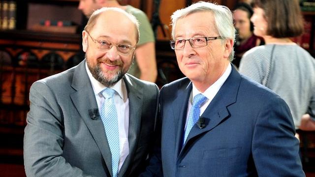 Die Spitzenkandidaten der Volksparteien in Europa: Martin Schulz (li.) und Jean-Claude Juncker