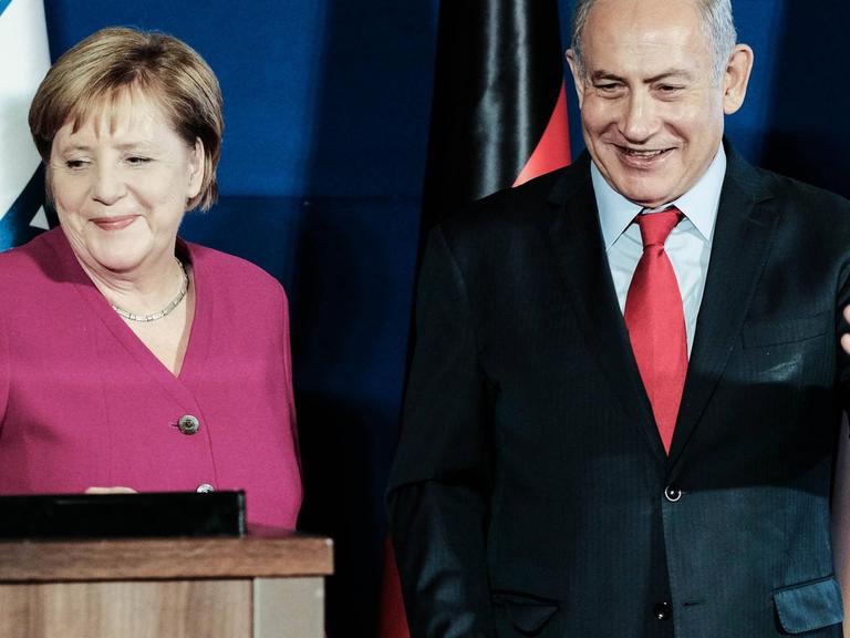 Bundeskanzlerin Merkel und Israels Regierungschef Netanjahu bei einer Pressekonferenz