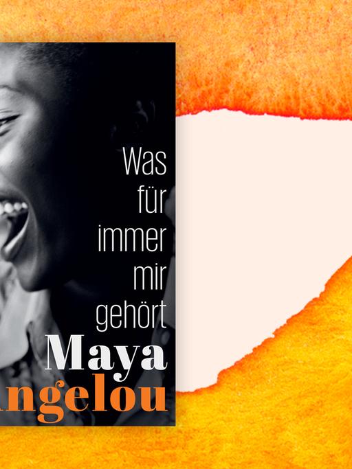 Cover des Buchs "Was für immer mir gehört" von Maya Angelou: ein schwarz-weiß Portrait der Autorin von der Seite, sie lacht.