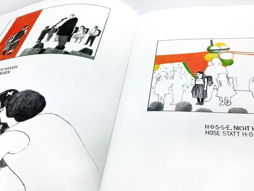 Blick ins Buch „In meiner Erinnerung war mehr Streichorchester“ von Julia Hoße mit Zeichnungen der Autorin