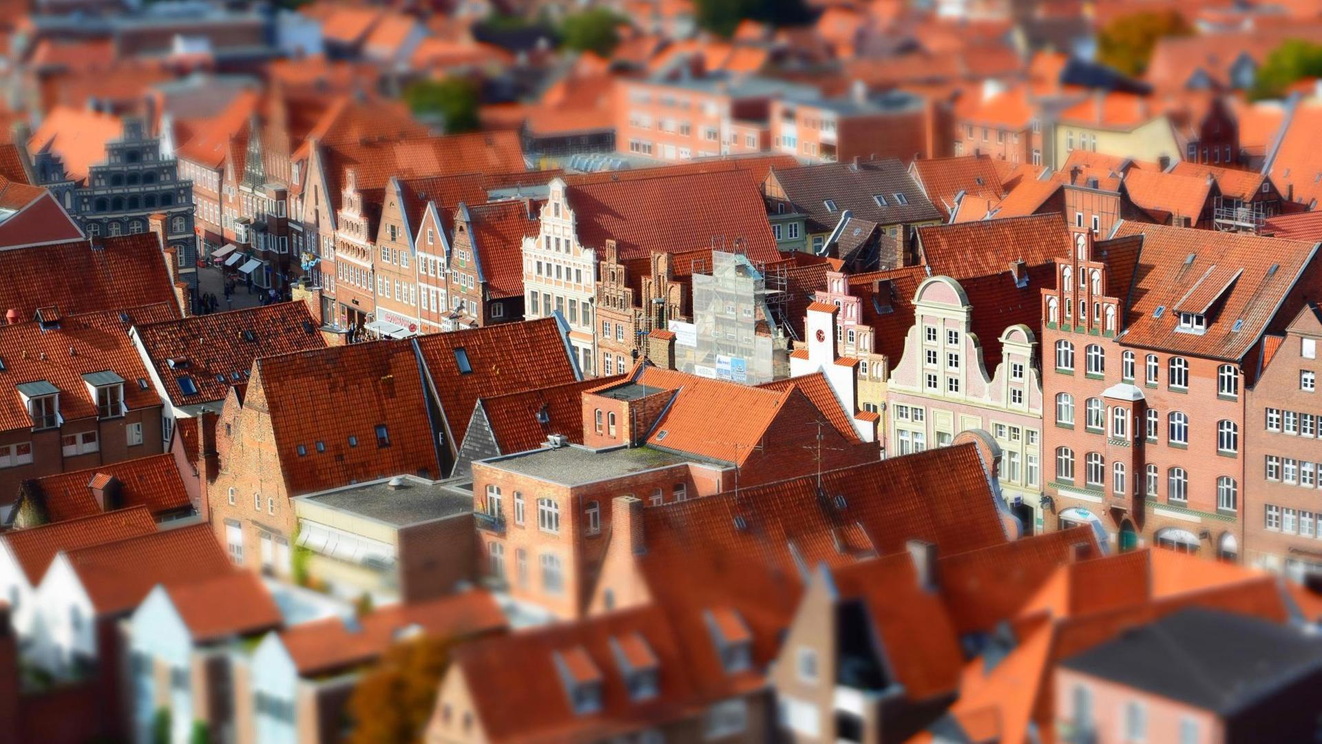 Luftaufnahme der Stadt Lüneburg in Deutschland. Luftaufnahme der Stadt Lüneburg in Deutschland.