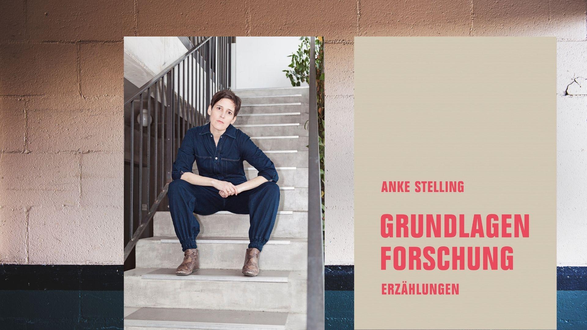 Collage Hintergrund: Stockfoto, Vordergrund: Buchcover und Autorin Anke Stelling