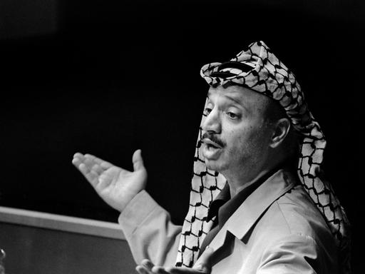 PLO-Chef Jassir Arafat während seiner ersten Rede vor der Vollversammlung der Vereinten Nationen.