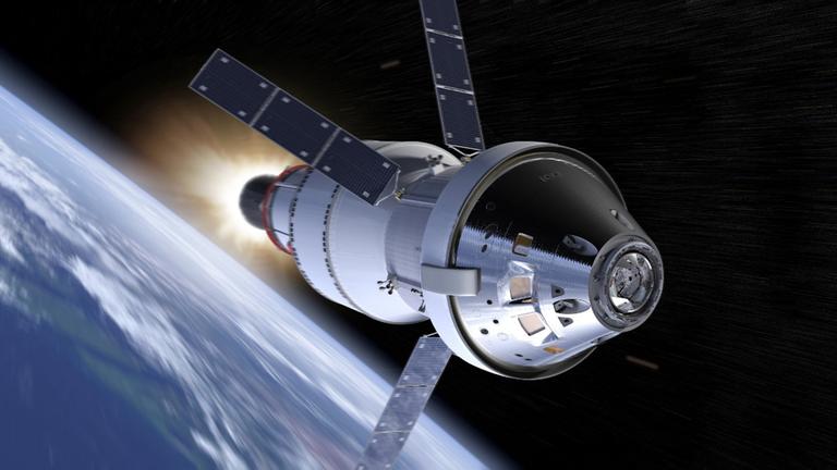 Raumschiff Orion unterwegs Richtung Mond (Zeichnung) Raumschiff Orion unterwegs Richtung Mond (Zeichnung)