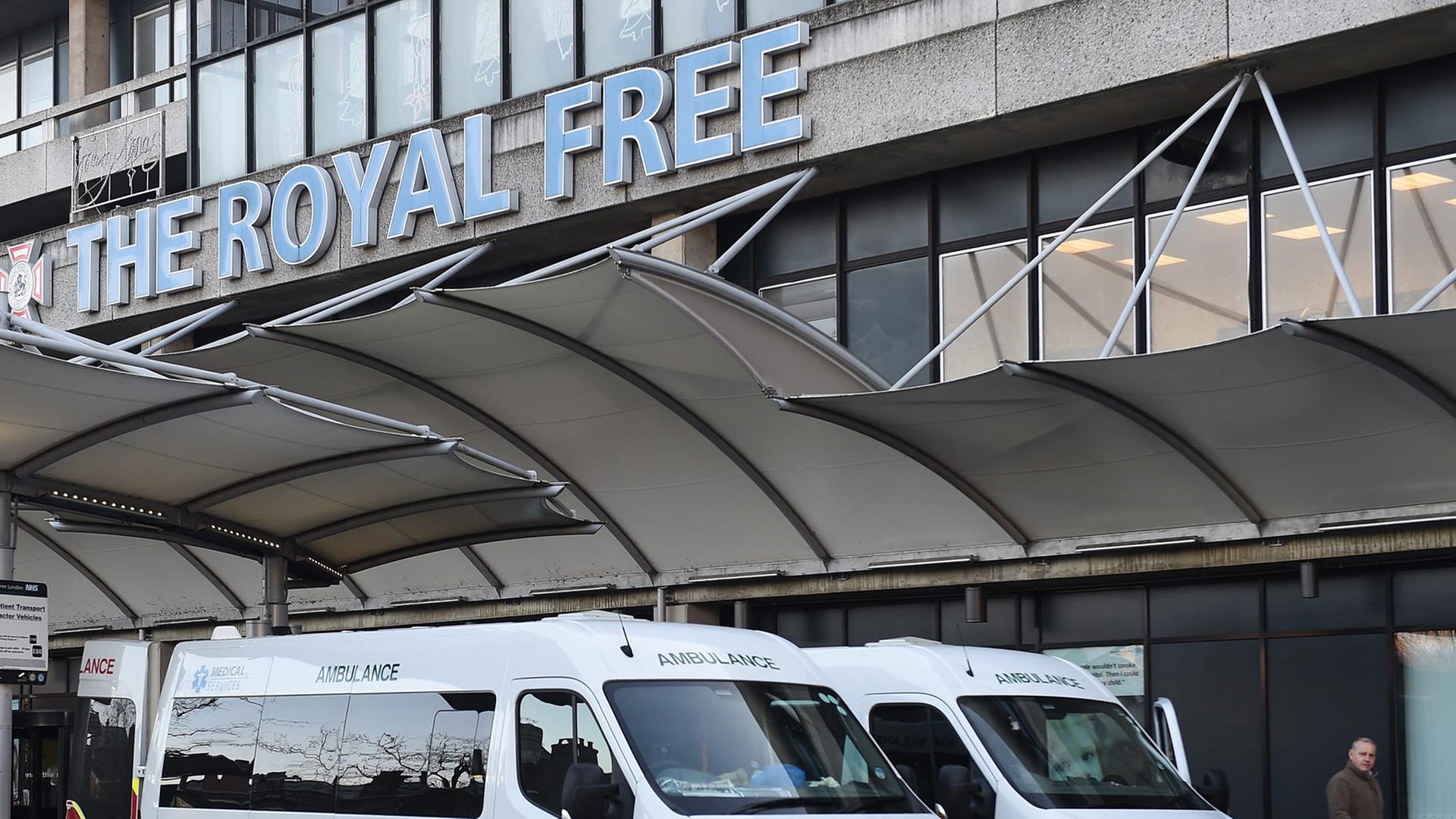 Der Eingang zum Royal Free Hospital in London. Der Eingang zum Royal Free Hospital in London.