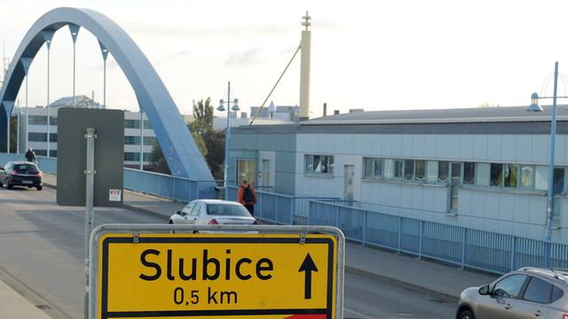 Die Grenze zwischen dem deutschen Frankfurt (Oder) und dem polnischen Slubice.