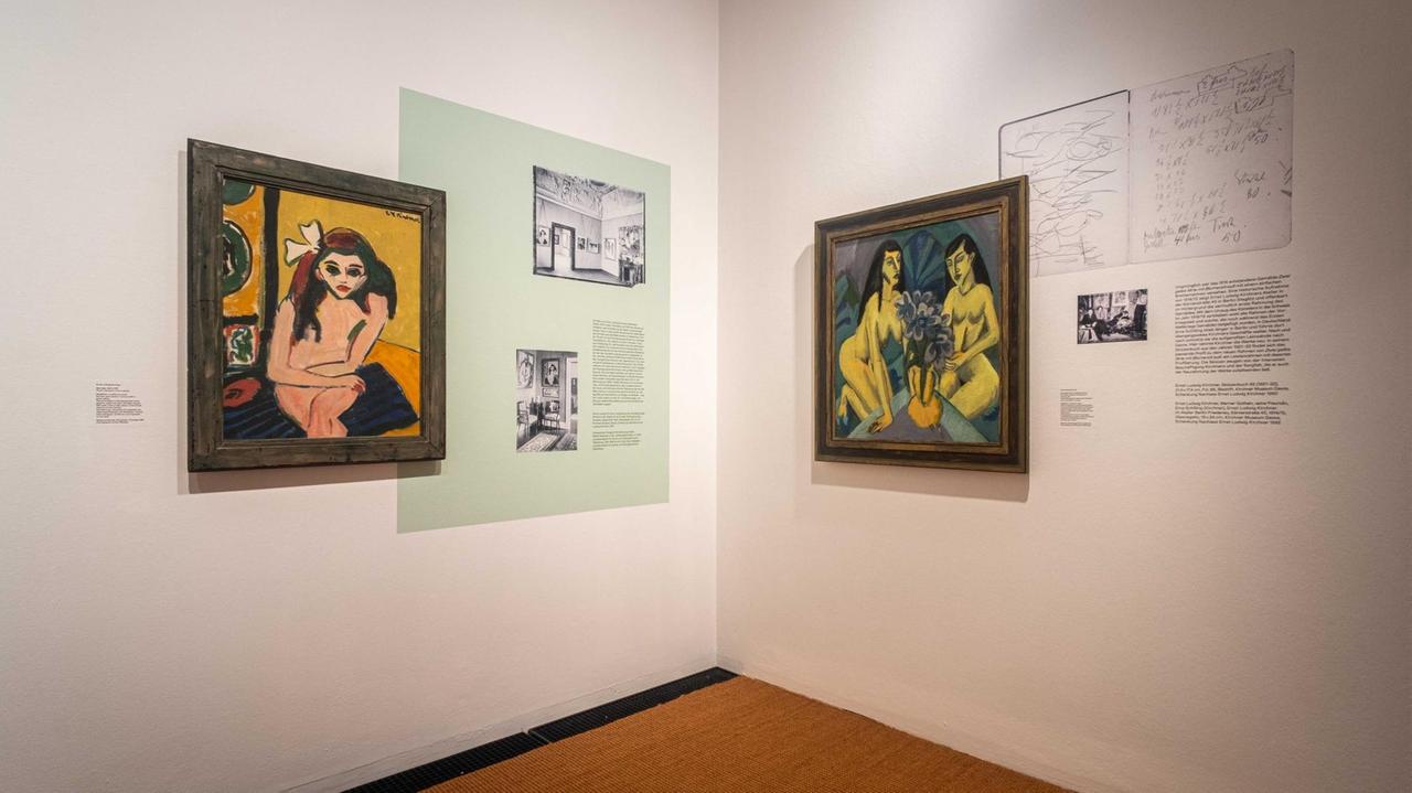Installationsansicht der Ausstellung "Unzertrennlich" im Brücke-Museum. Installationsansicht der Ausstellung "Unzertrennlich" im Brücke-Museum.