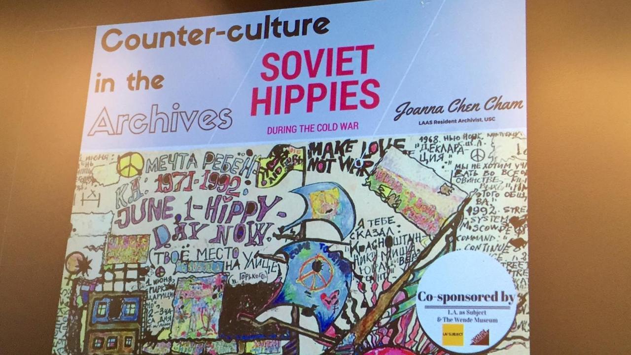 Plakat der Ausstellung "Soviet Hippies during the Cold War" im Wende Museum.
